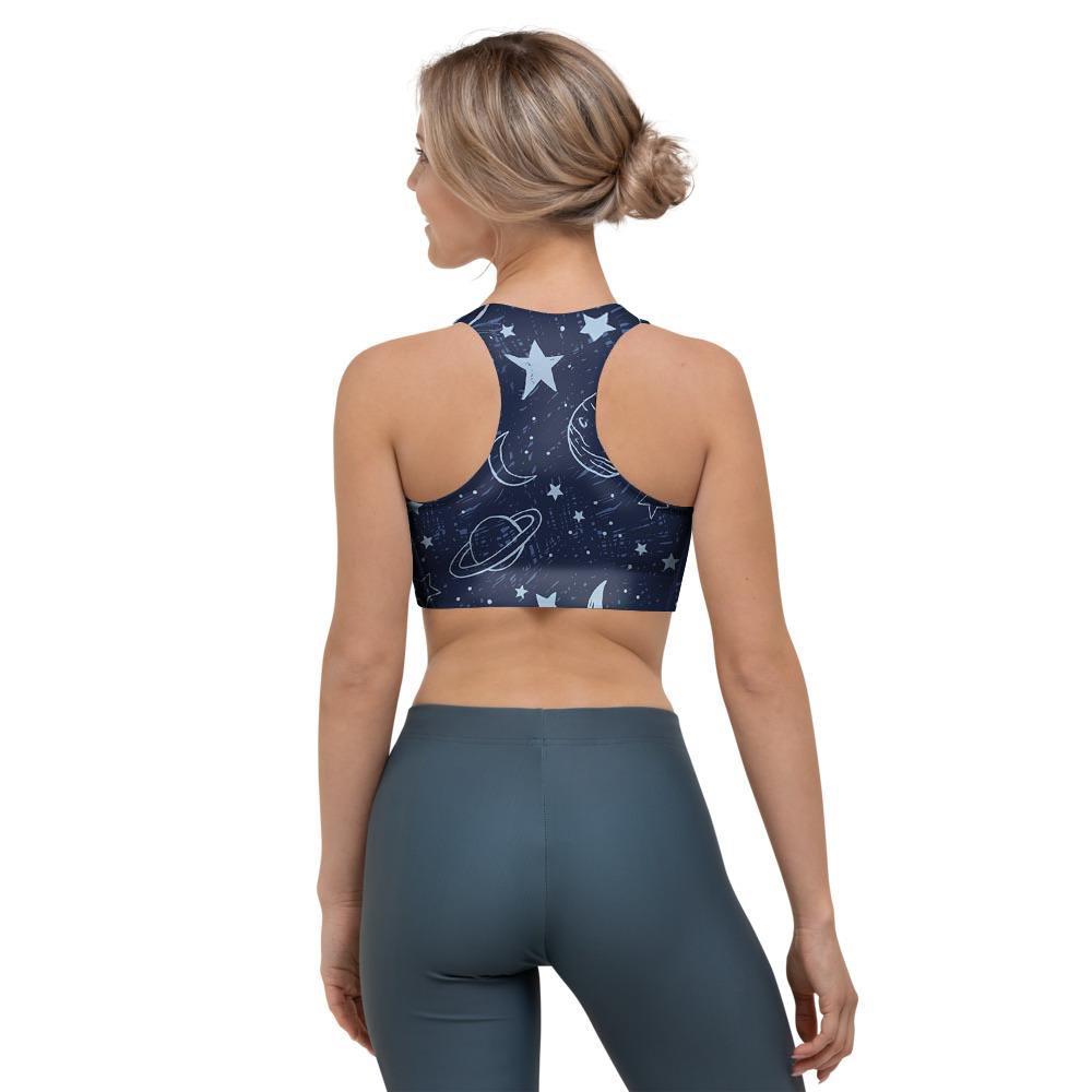 Doodle Galaxy Space Sports Bra-grizzshop