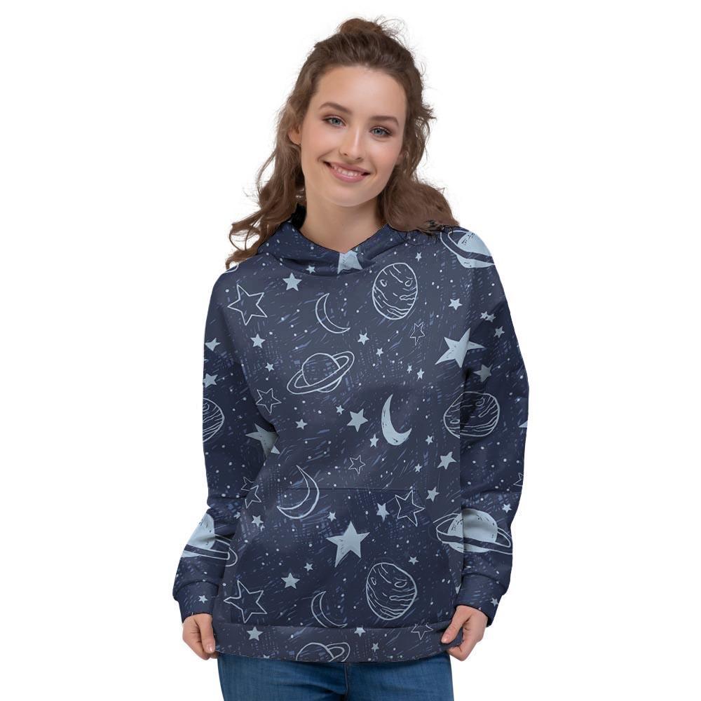 Doodle Galaxy Space Women's Hoodie-grizzshop