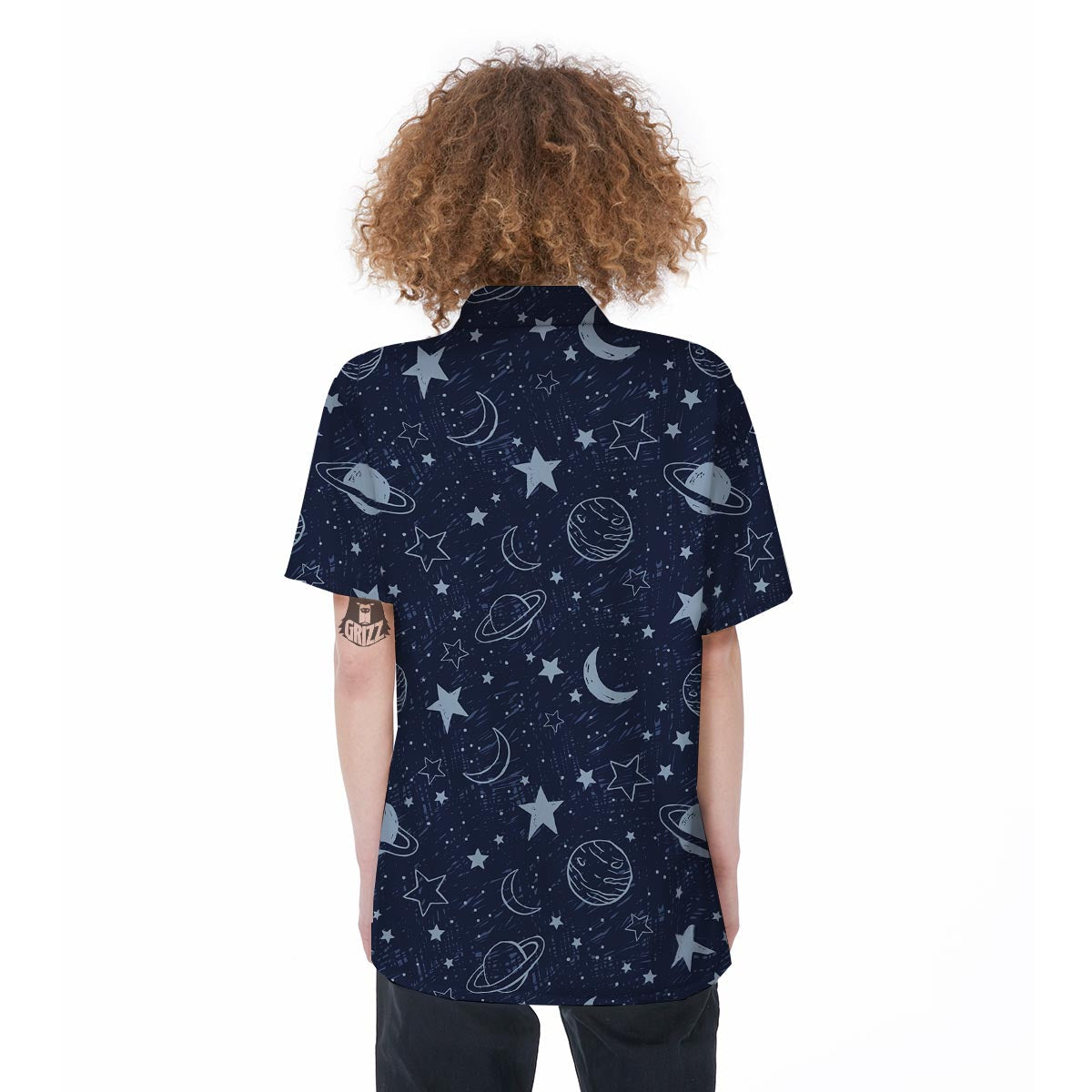 Doodle Galaxy Space Women's Short Sleeve Shirts-grizzshop