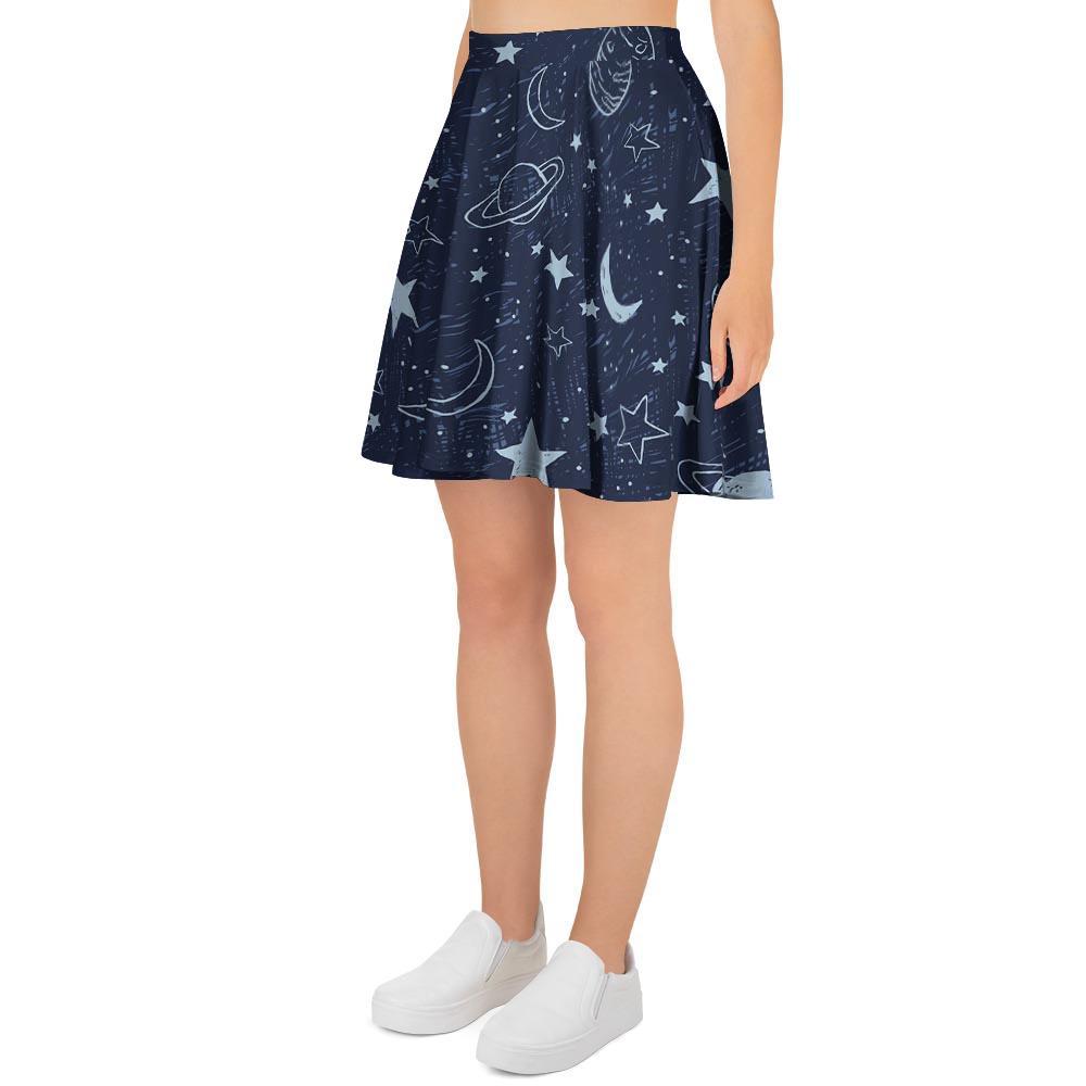 Doodle Galaxy Space Women's Skirt-grizzshop