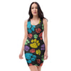 Doodle Paw Bodycon Dress-grizzshop