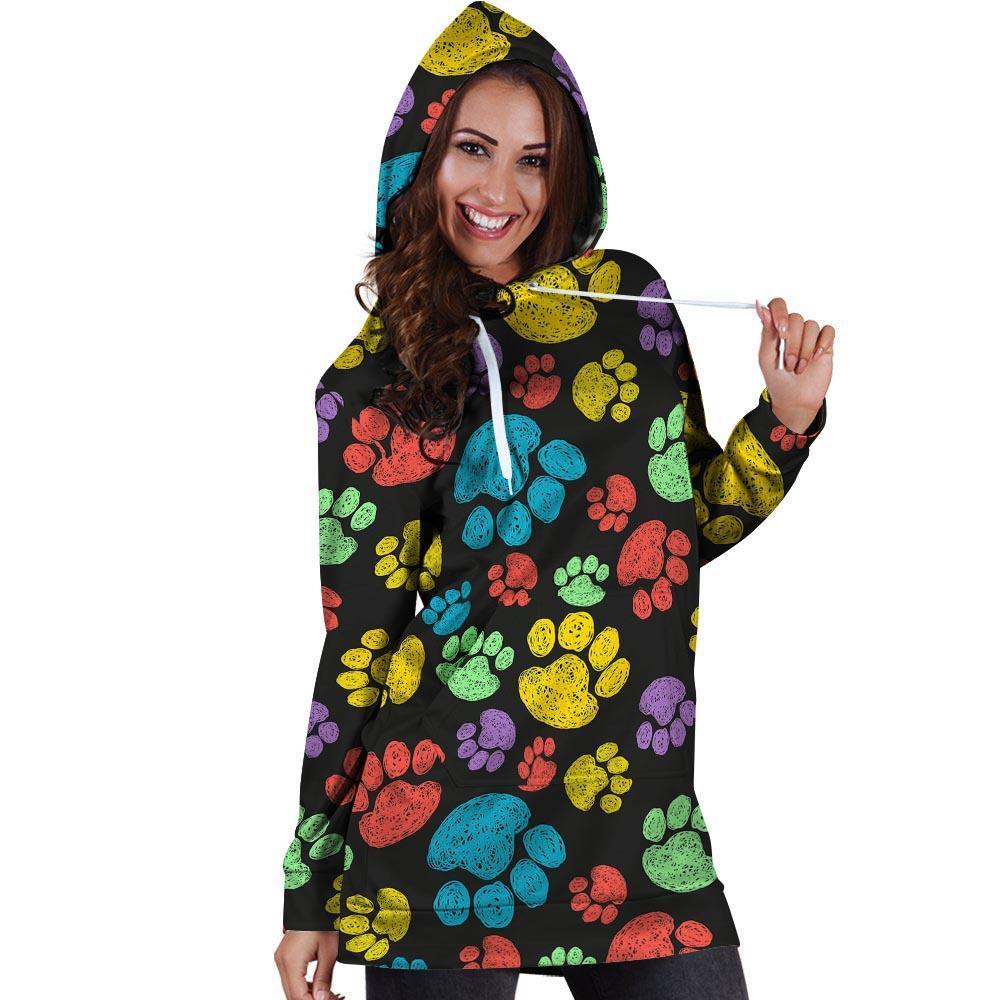 Doodle Paw Hoodie Dress-grizzshop