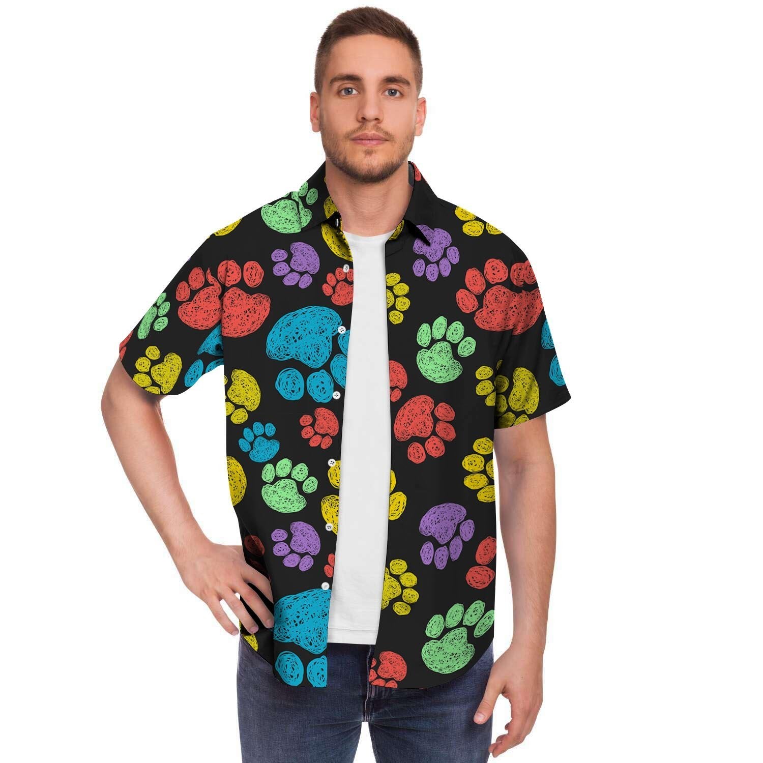 Doodle Paw Men's Short Sleeve Shirt-grizzshop