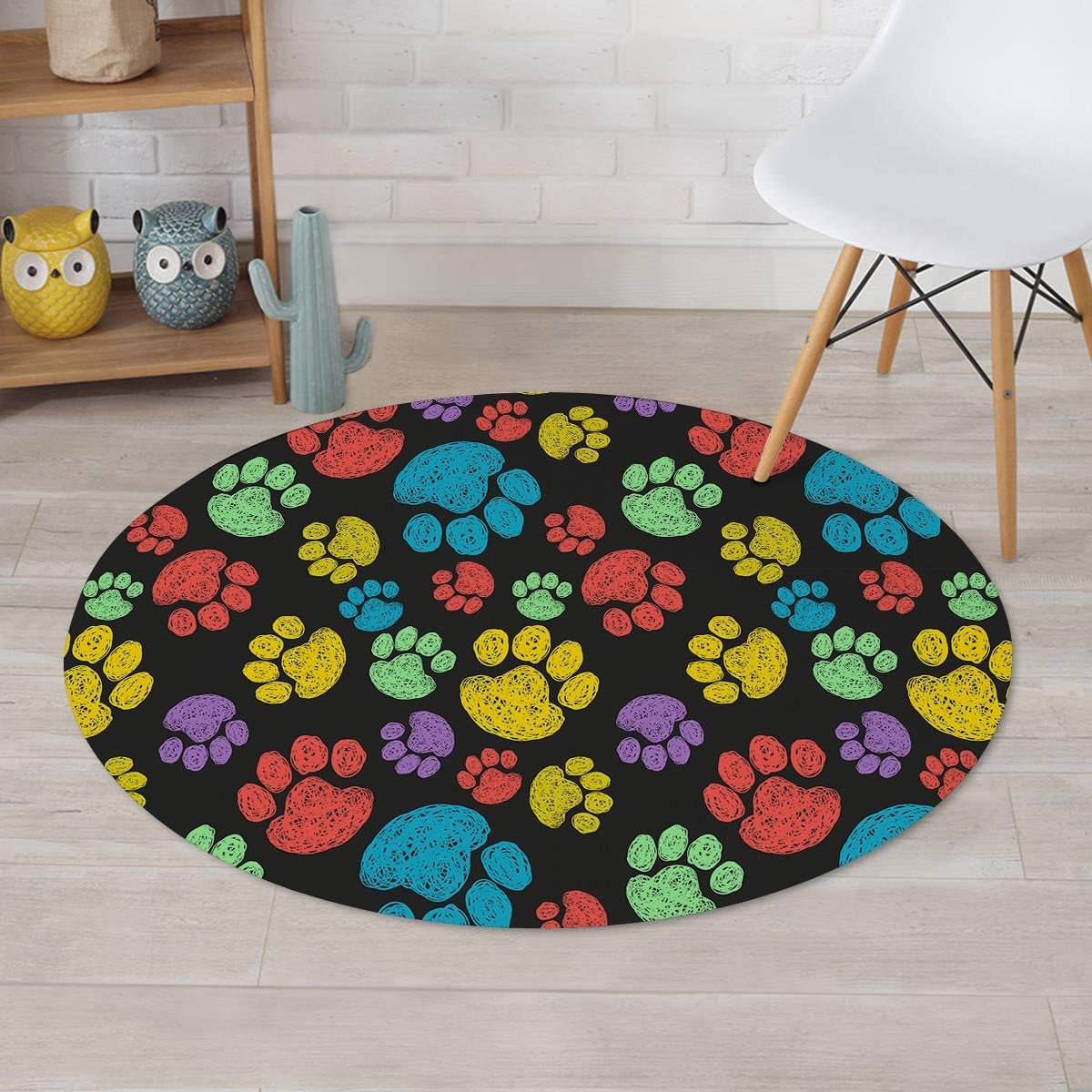 Doodle Paw Round Rug-grizzshop