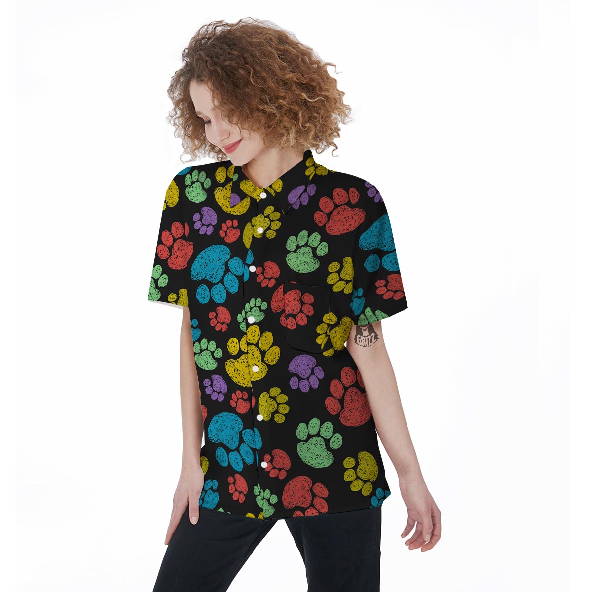 Doodle Paw Women's Short Sleeve Shirts-grizzshop