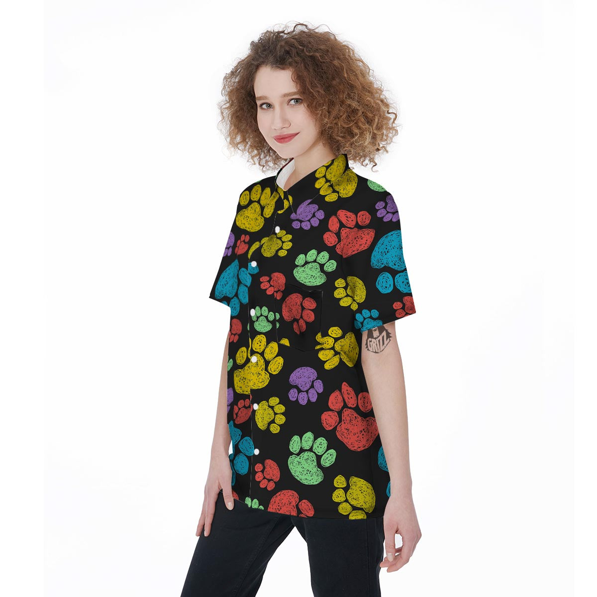 Doodle Paw Women's Short Sleeve Shirts-grizzshop