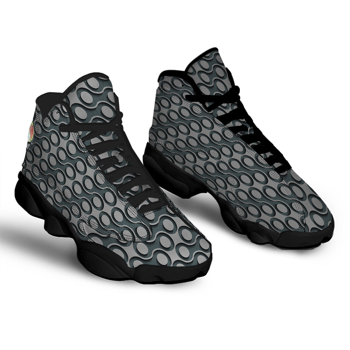 Dot 3D Geometric Print Pattern Black Basketball Shoes-grizzshop
