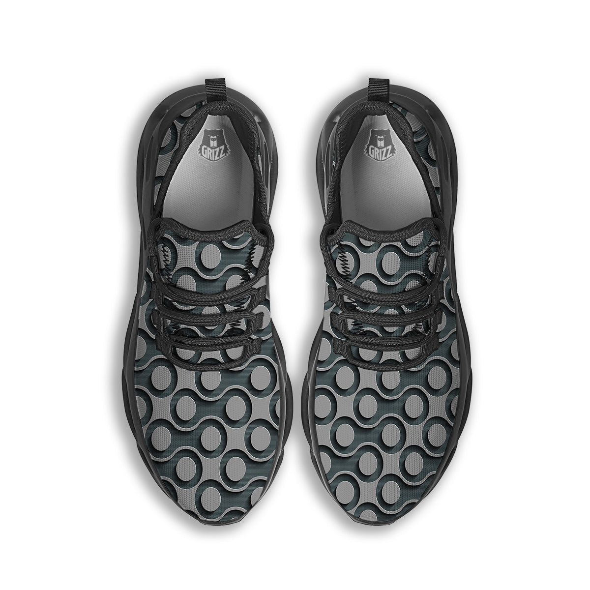 Dot 3D Geometric Print Pattern Black Running Shoes-grizzshop