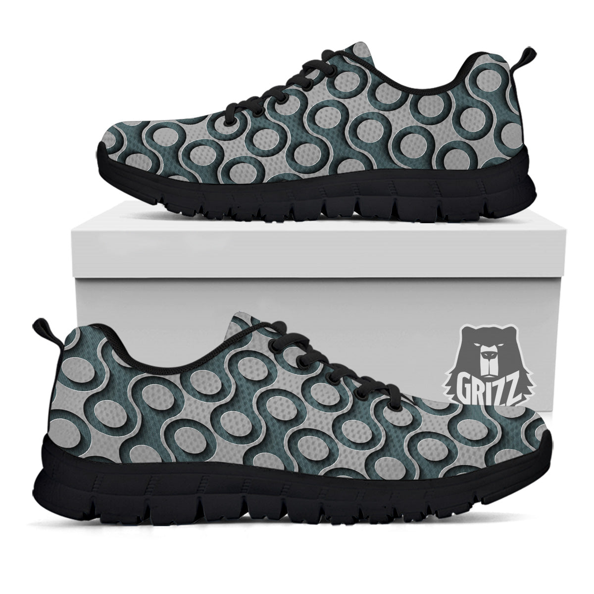 Dot 3D Geometric Print Pattern Black Sneaker-grizzshop