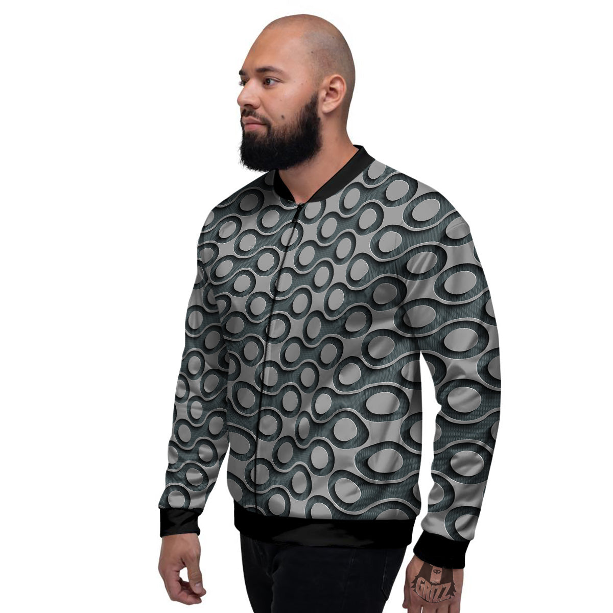 Dot 3D Geometric Print Pattern Men's Bomber Jacket-grizzshop