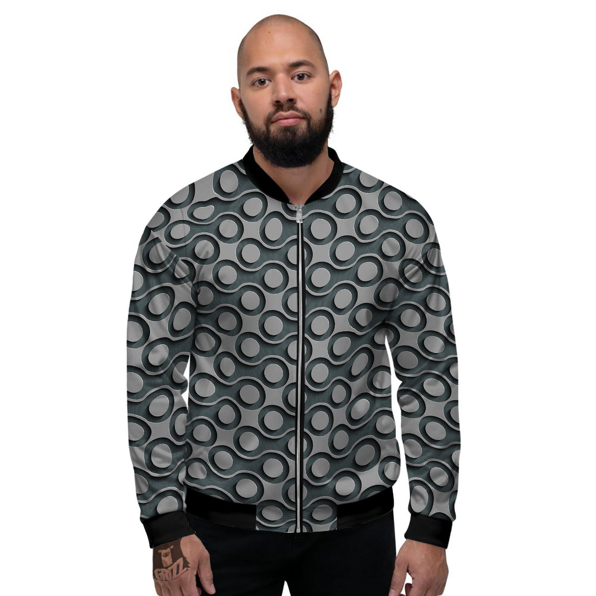 Dot 3D Geometric Print Pattern Men's Bomber Jacket-grizzshop