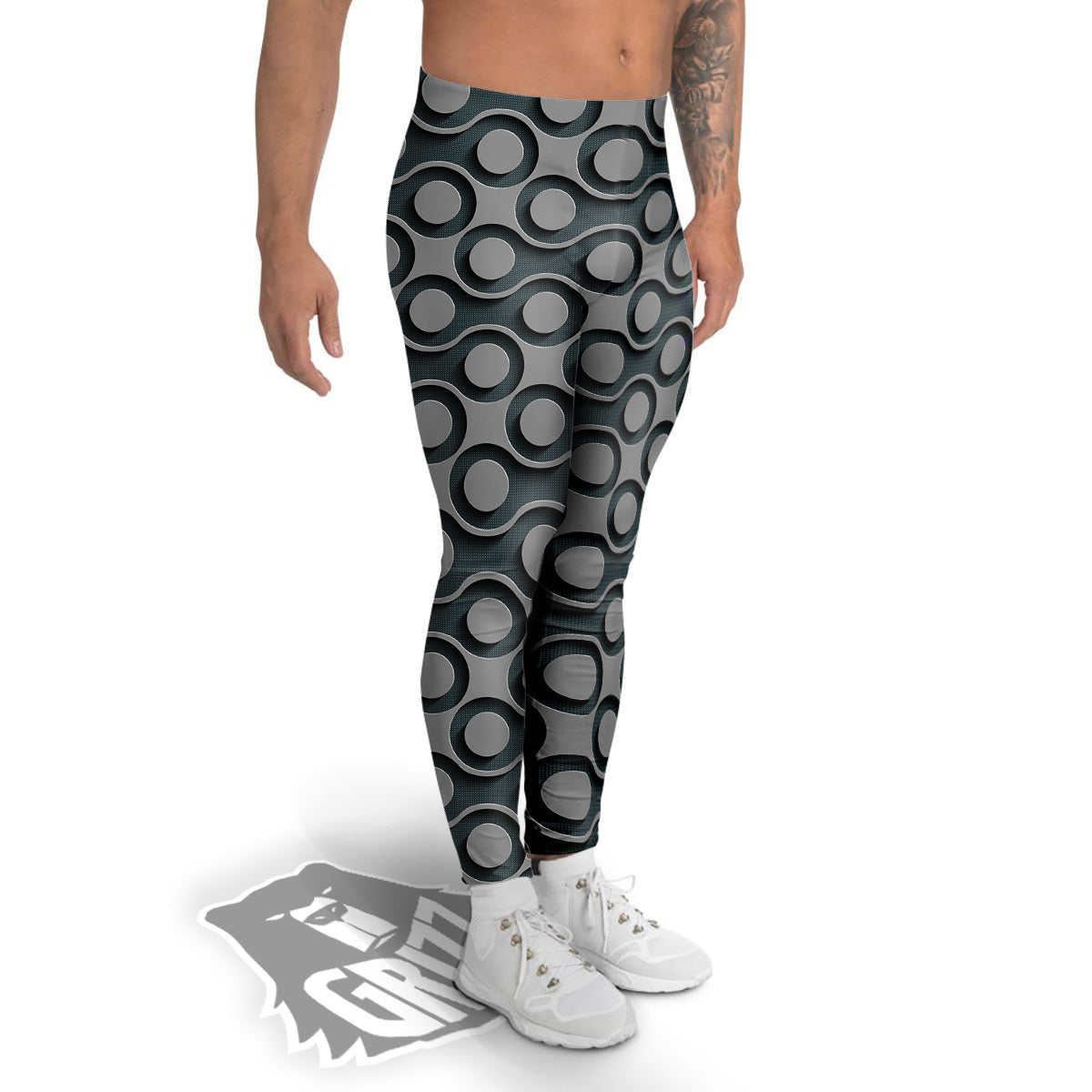 Dot 3D Geometric Print Pattern Men's Leggings-grizzshop