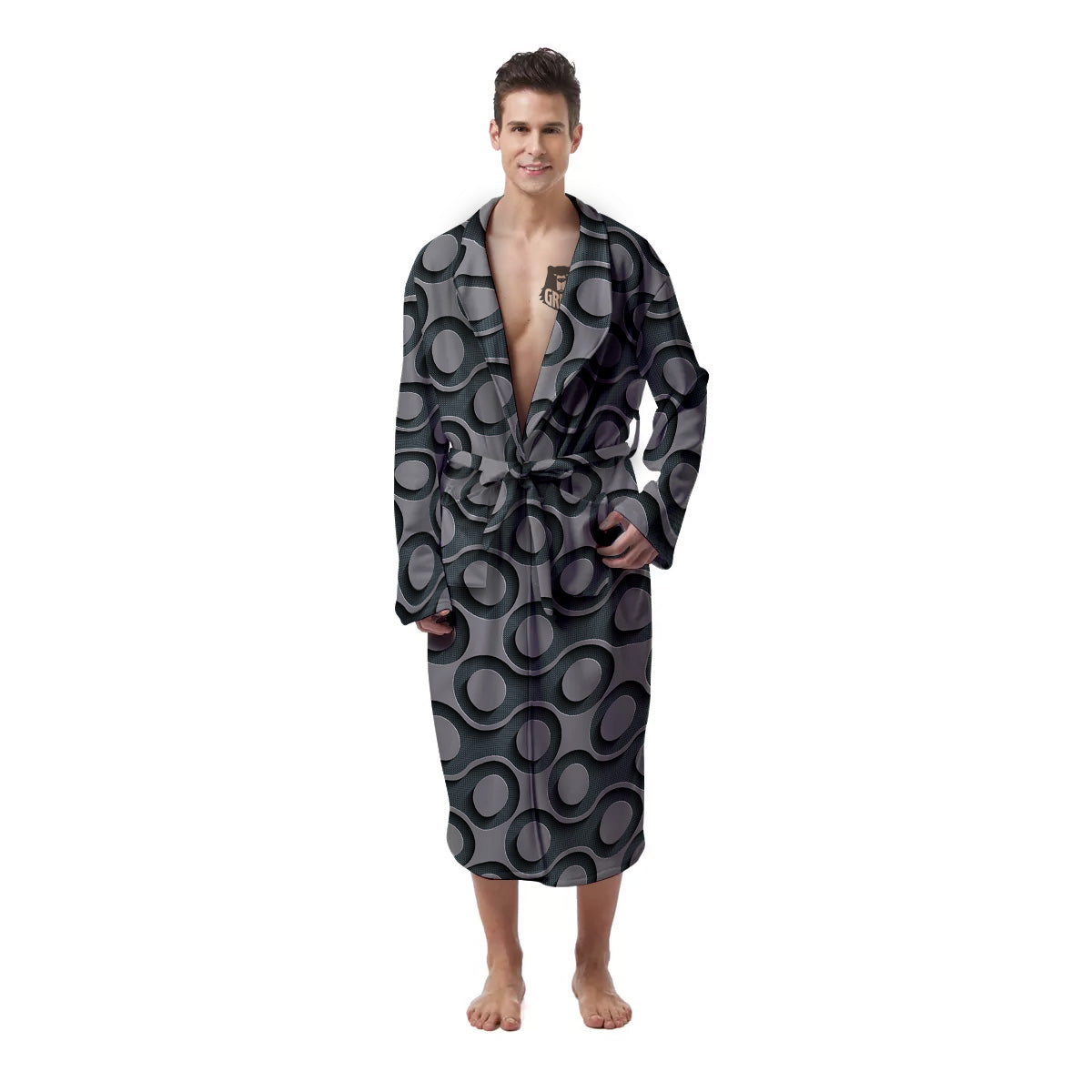 Dot 3D Geometric Print Pattern Men's Robe-grizzshop
