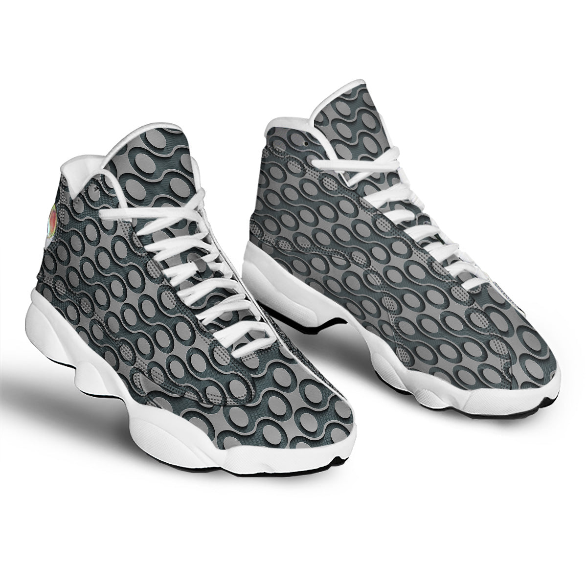 Dot 3D Geometric Print Pattern White Basketball Shoes-grizzshop