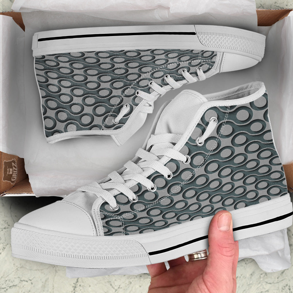 Dot 3D Geometric Print Pattern White High Top Shoes-grizzshop