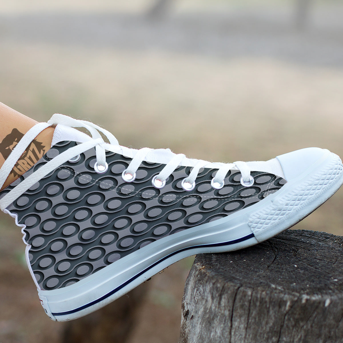 Dot 3D Geometric Print Pattern White High Top Shoes-grizzshop