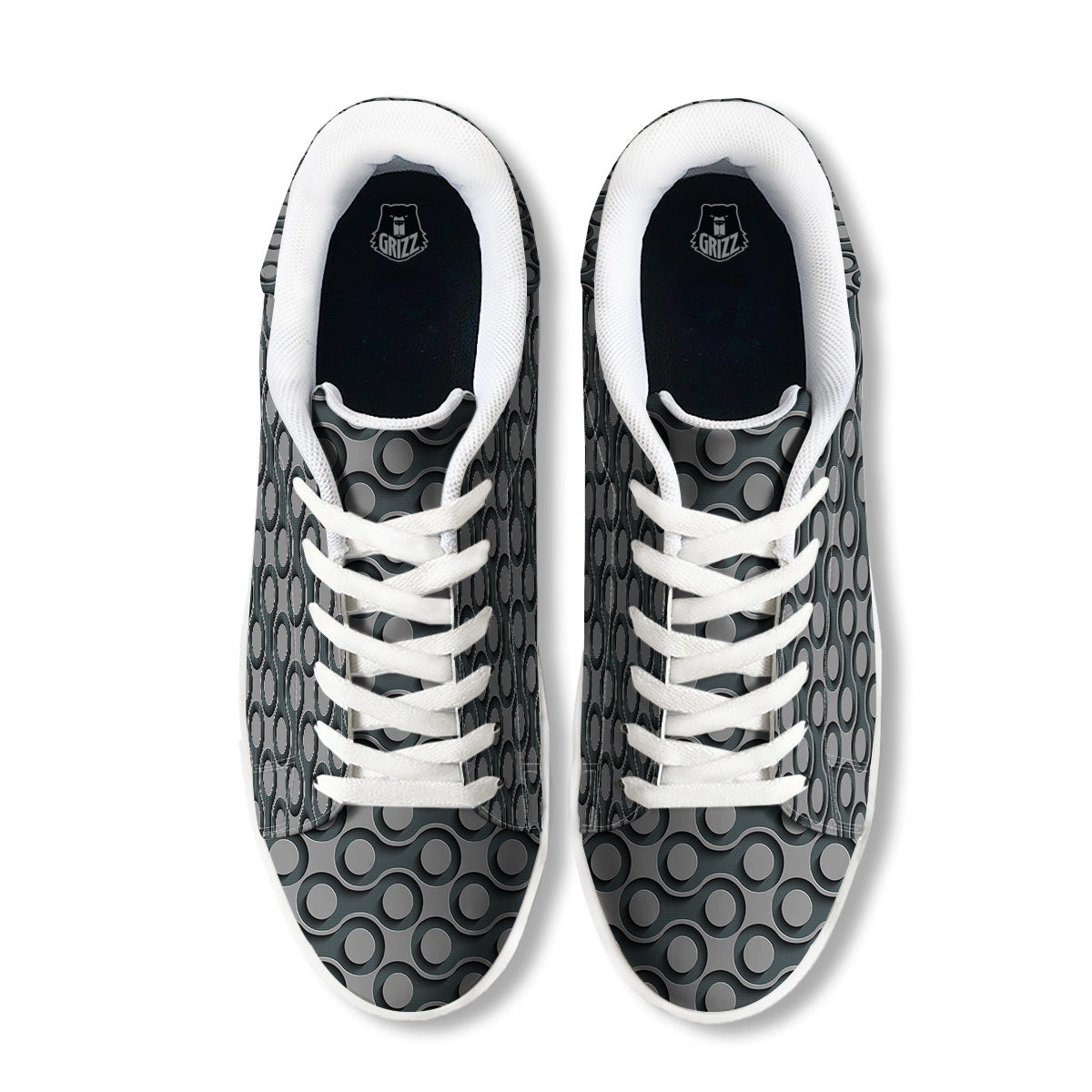 Dot 3D Geometric Print Pattern White Low Top Sneakers-grizzshop