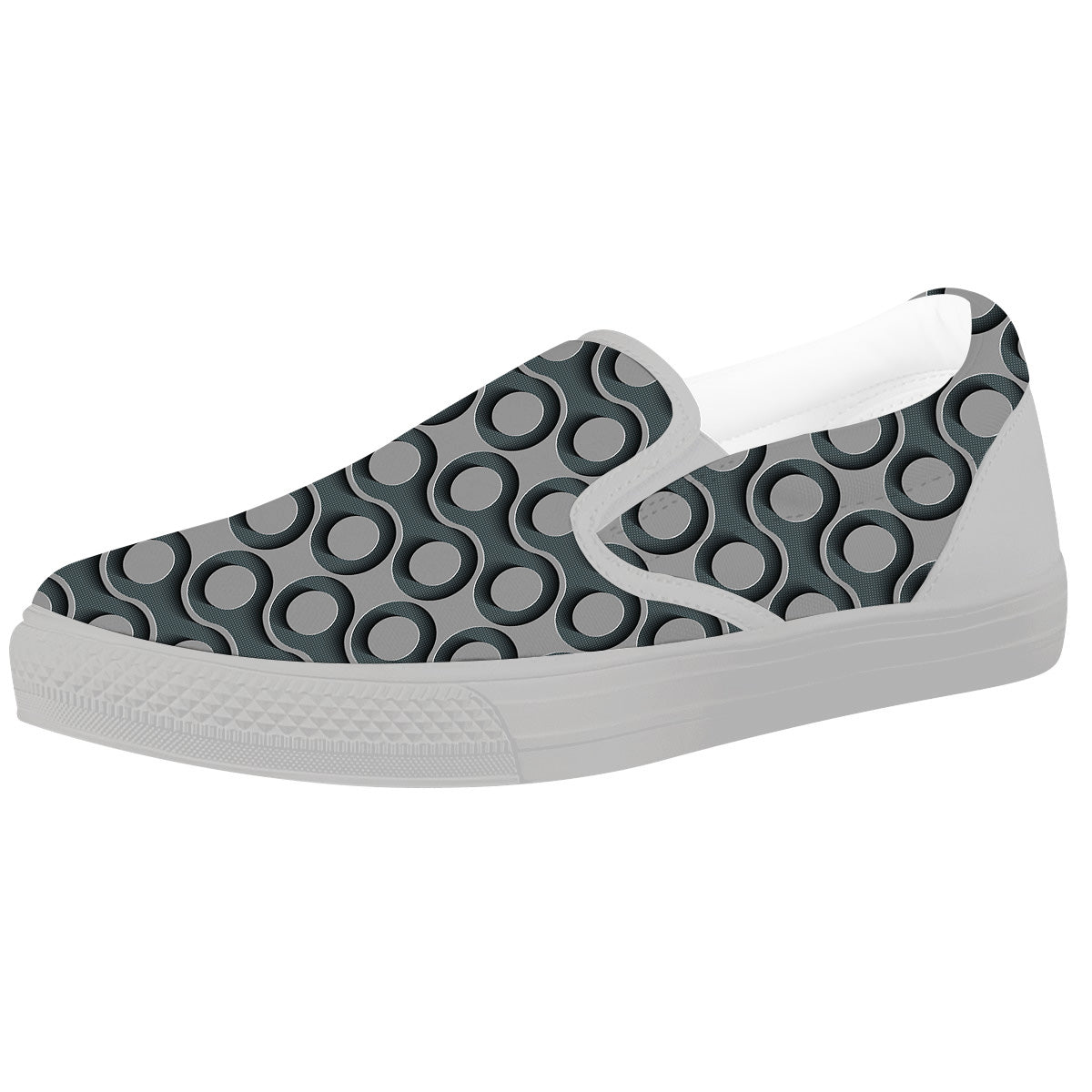 Dot 3D Geometric Print Pattern White Slip On Shoes-grizzshop
