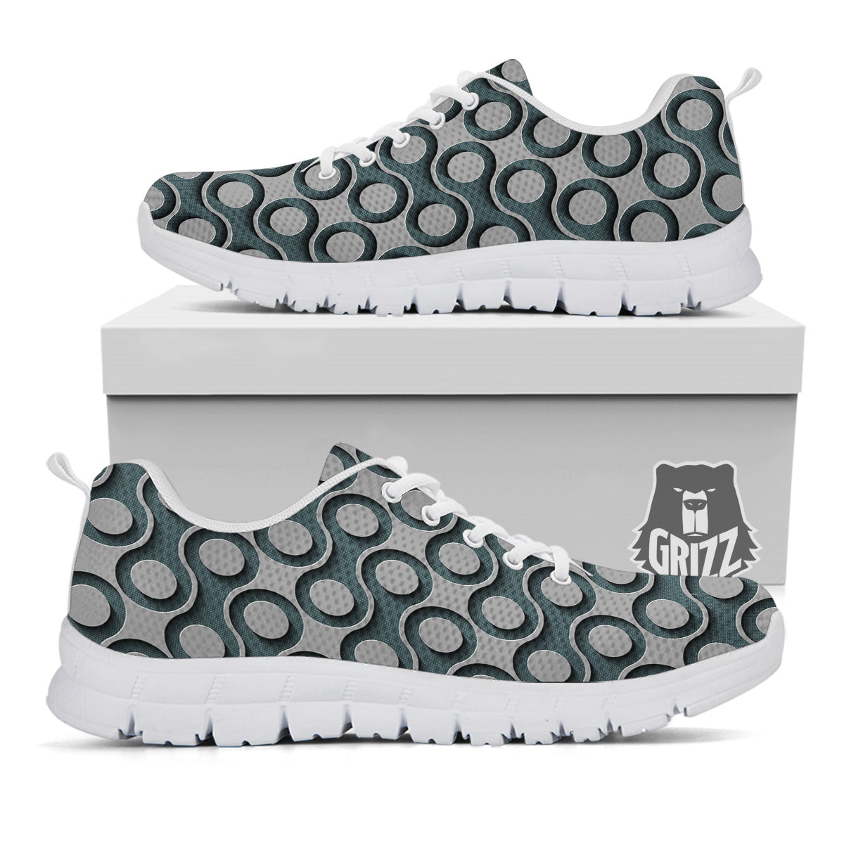 Dot 3D Geometric Print Pattern White Sneaker-grizzshop