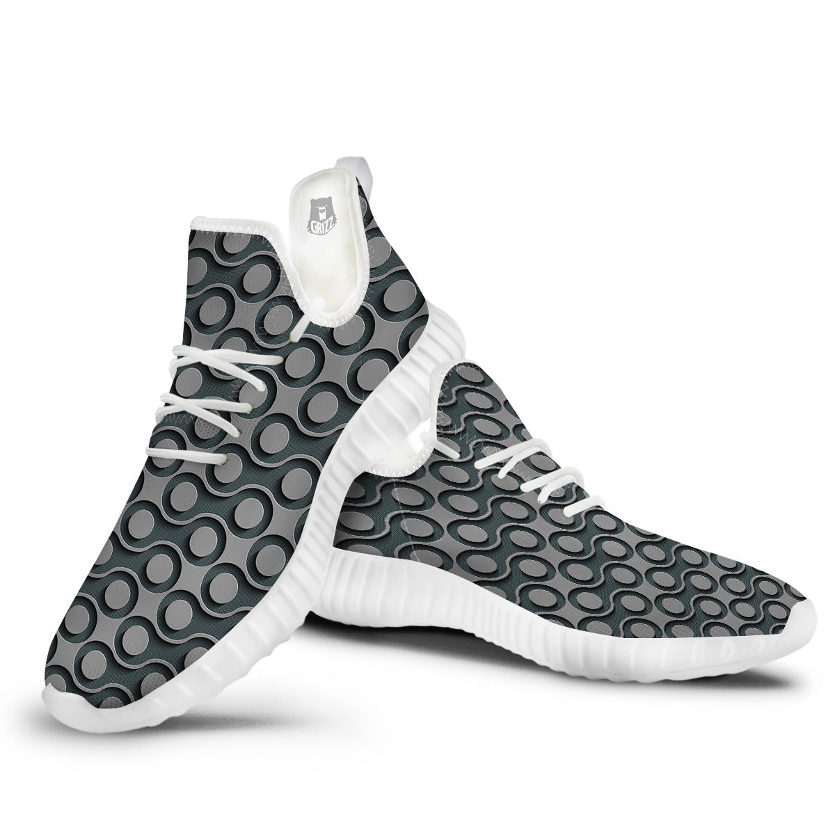 Dot 3D Geometric Print Pattern White Walking Shoes-grizzshop