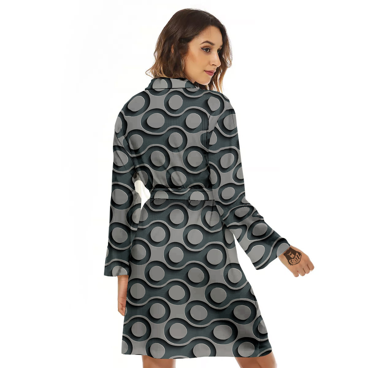 Dot 3D Geometric Print Pattern Women's Robe-grizzshop