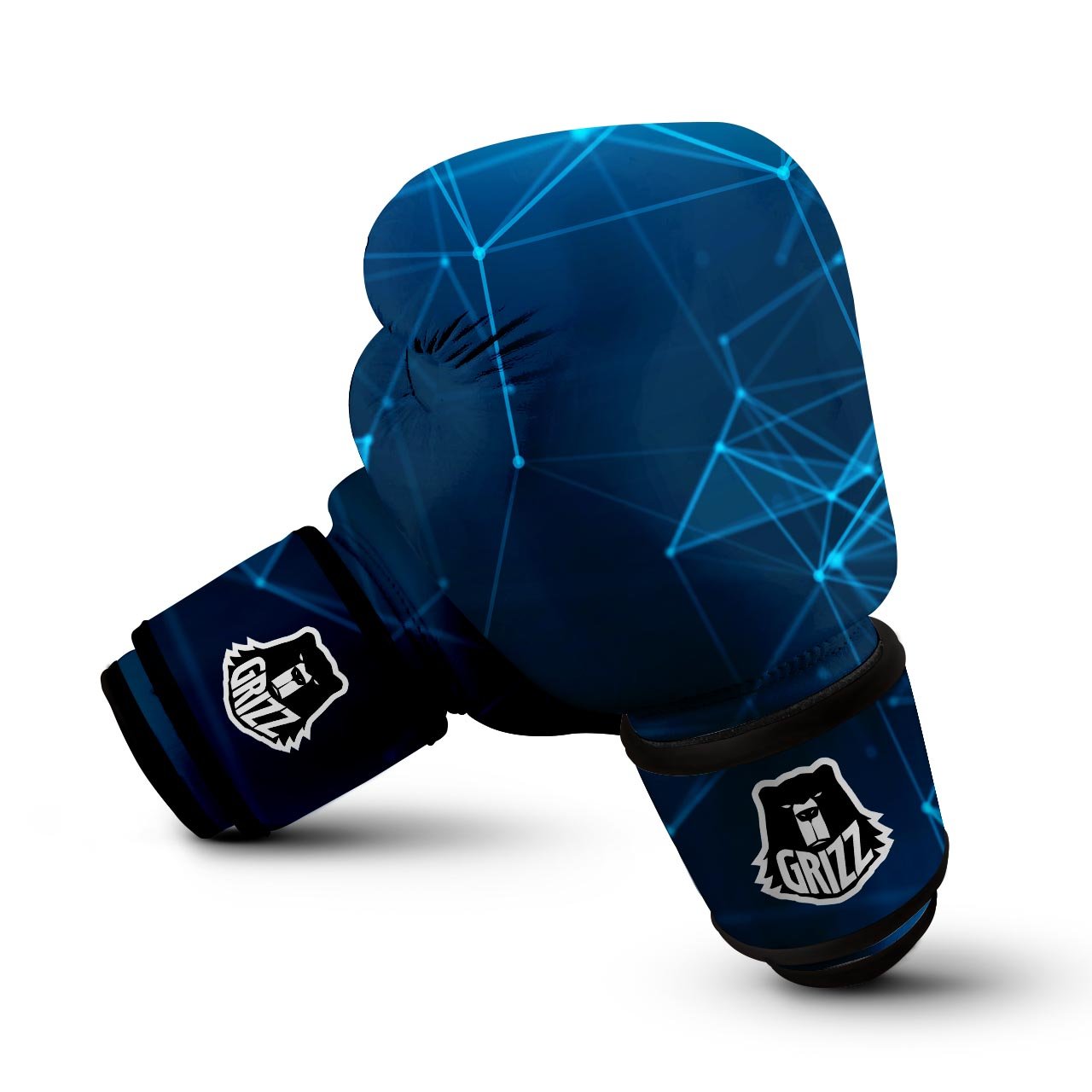 Dot Geometric Teal Polygonal Print Boxing Gloves-grizzshop