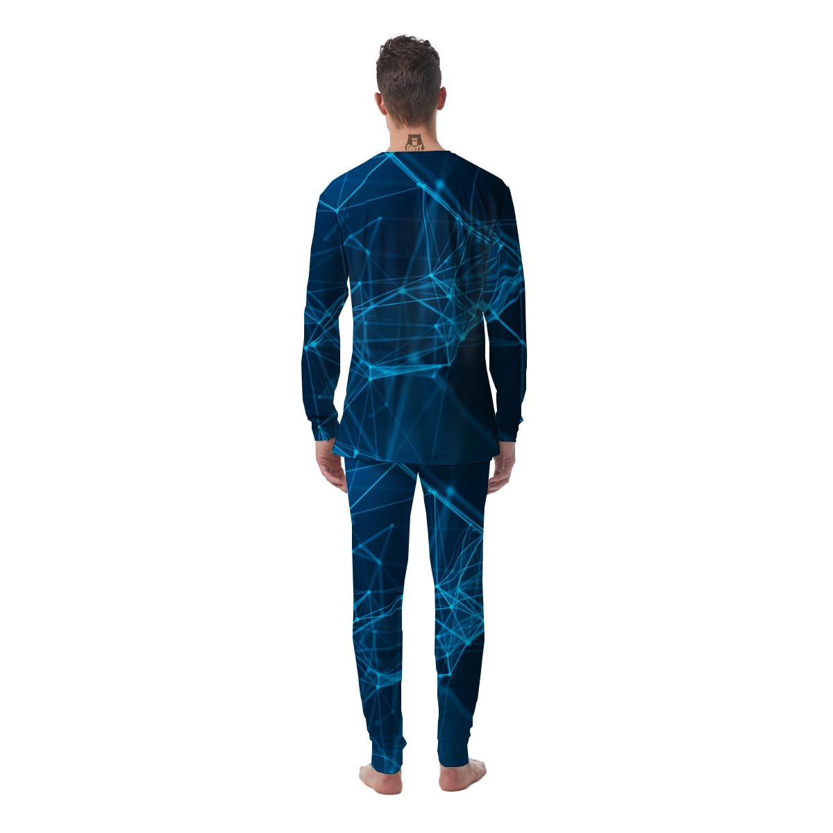 Dot Geometric Teal Polygonal Print Men's Pajamas-grizzshop