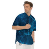 Dot Geometric Teal Polygonal Print Men's Short Sleeve Shirts-grizzshop