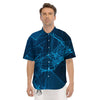 Dot Geometric Teal Polygonal Print Men's Short Sleeve Shirts-grizzshop