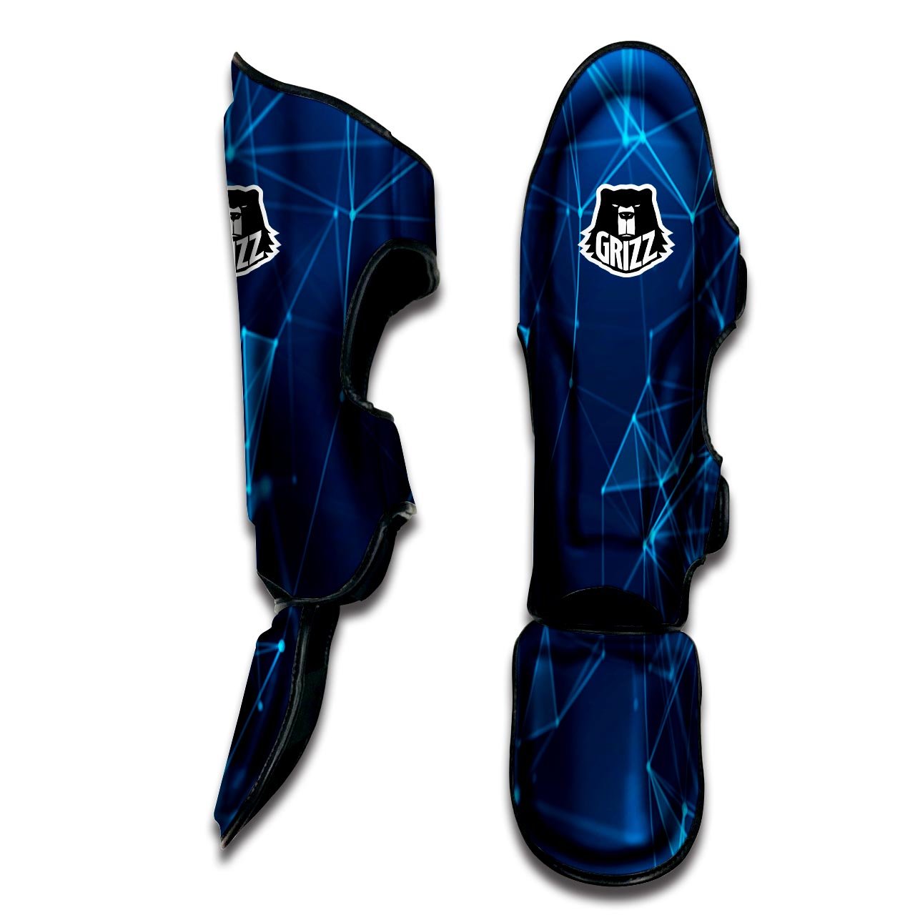 Dot Geometric Teal Polygonal Print Muay Thai Shin Guards-grizzshop