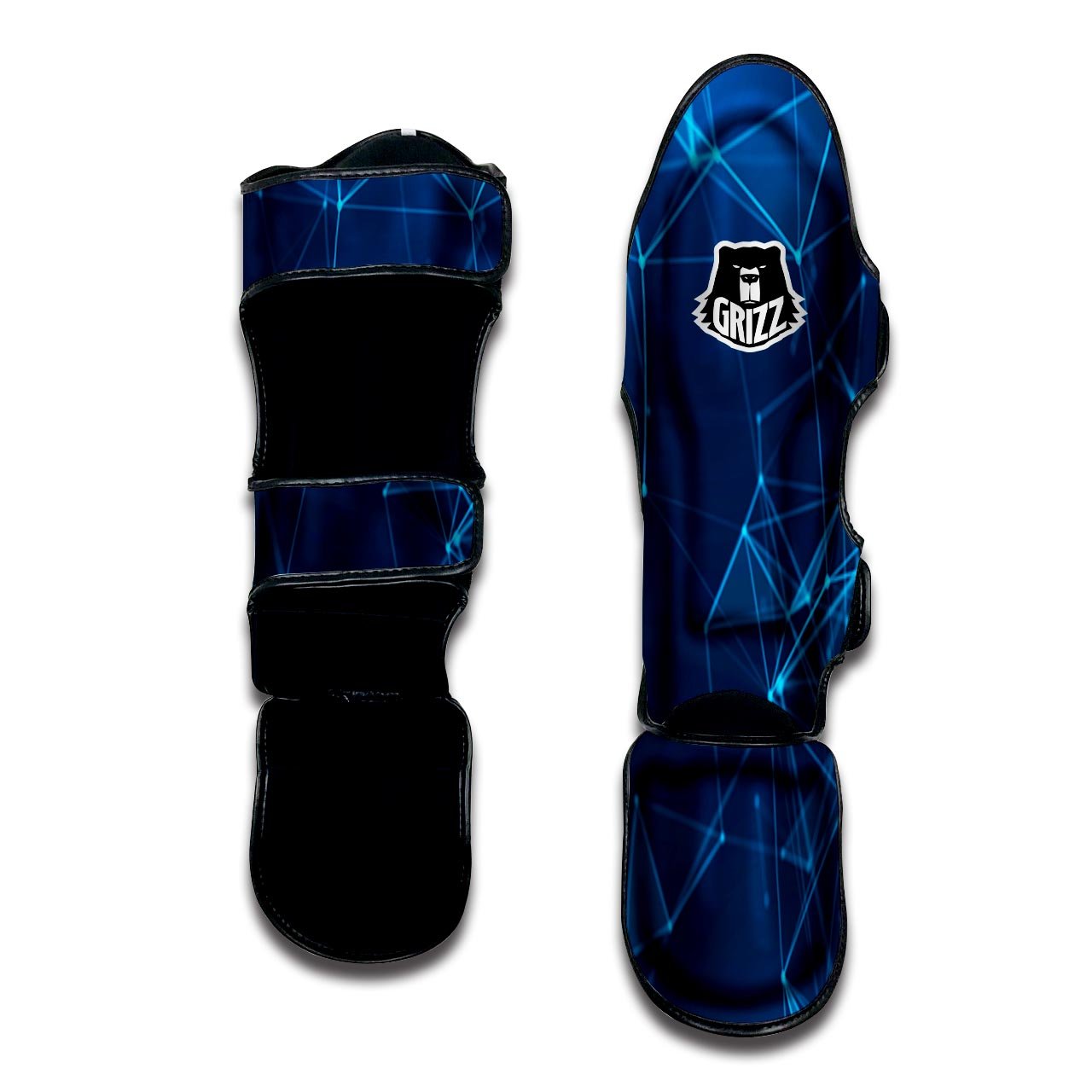 Dot Geometric Teal Polygonal Print Muay Thai Shin Guards-grizzshop