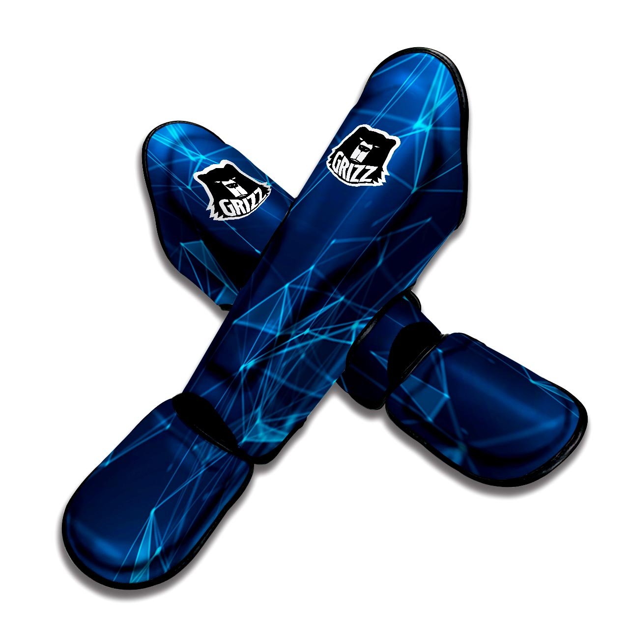 Dot Geometric Teal Polygonal Print Muay Thai Shin Guards-grizzshop