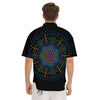 Dot Mandala Green White Print Men's Short Sleeve Shirts-grizzshop