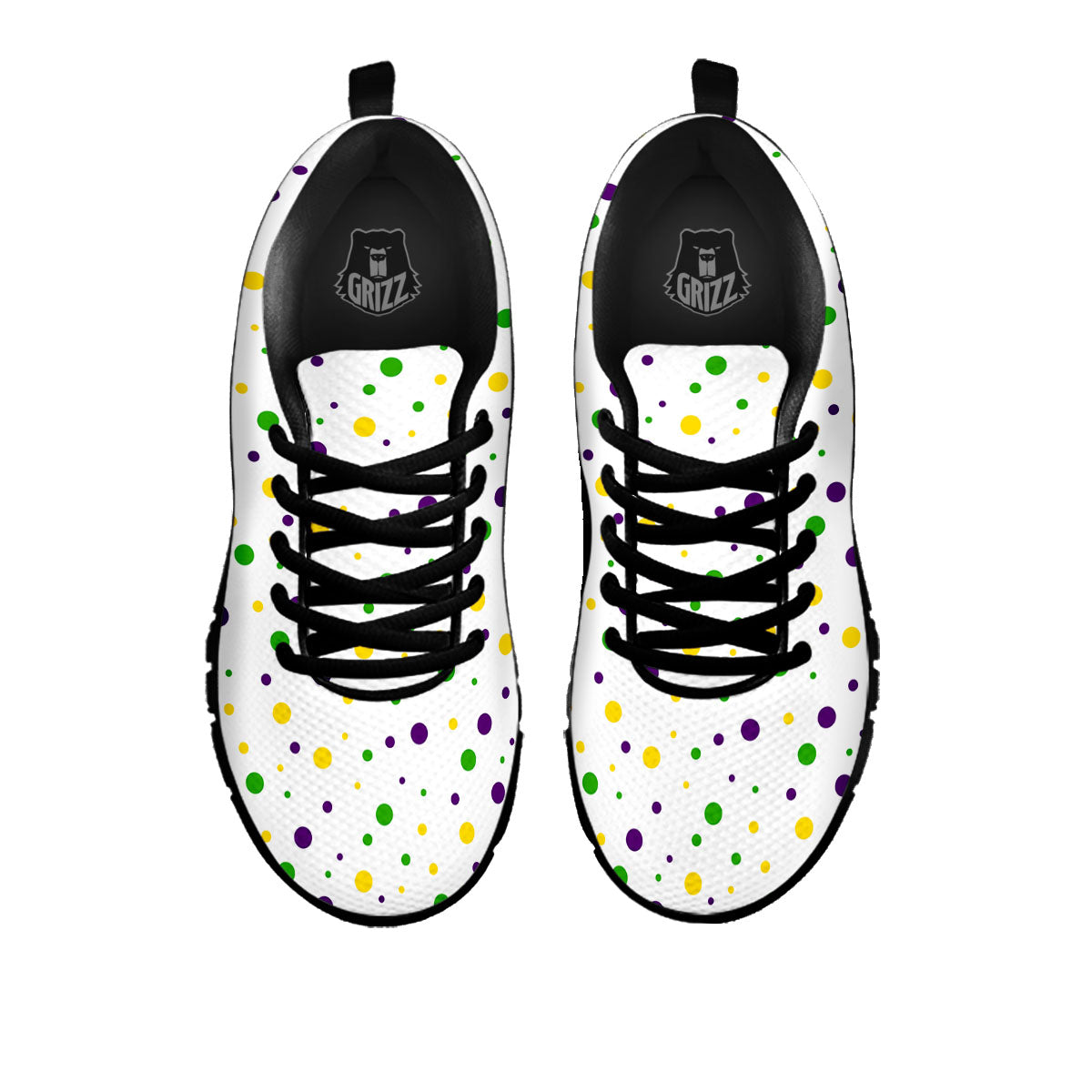 Dot Mardi Gras Print Pattern Black Sneaker-grizzshop