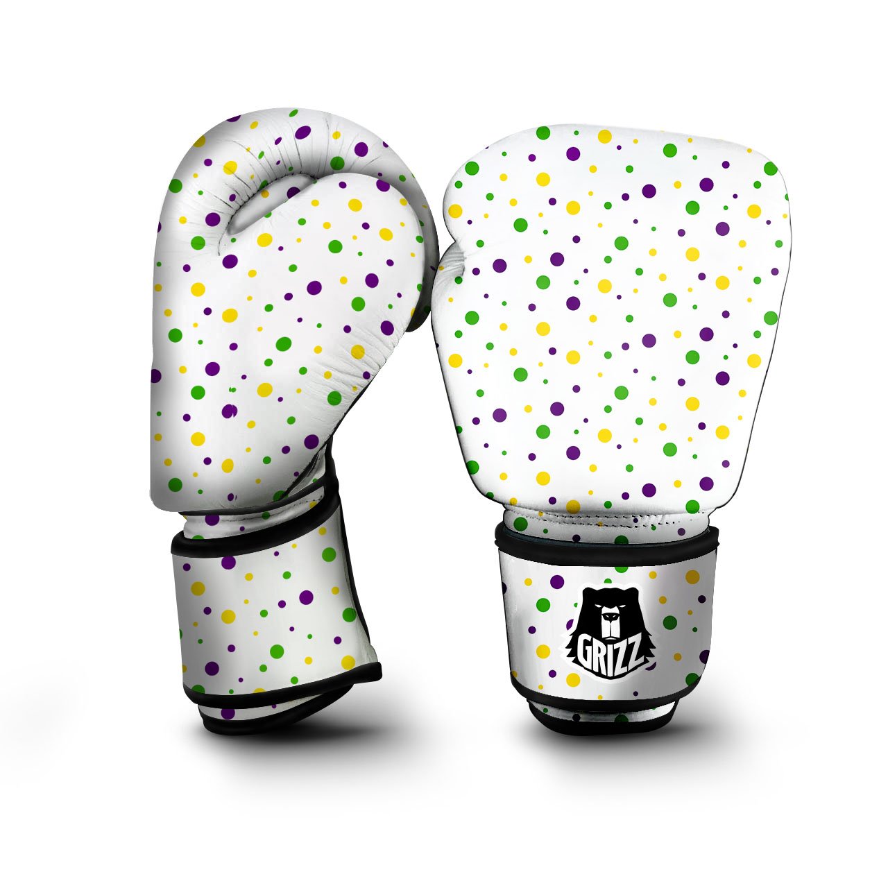 Dot Mardi Gras Print Pattern Boxing Gloves-grizzshop