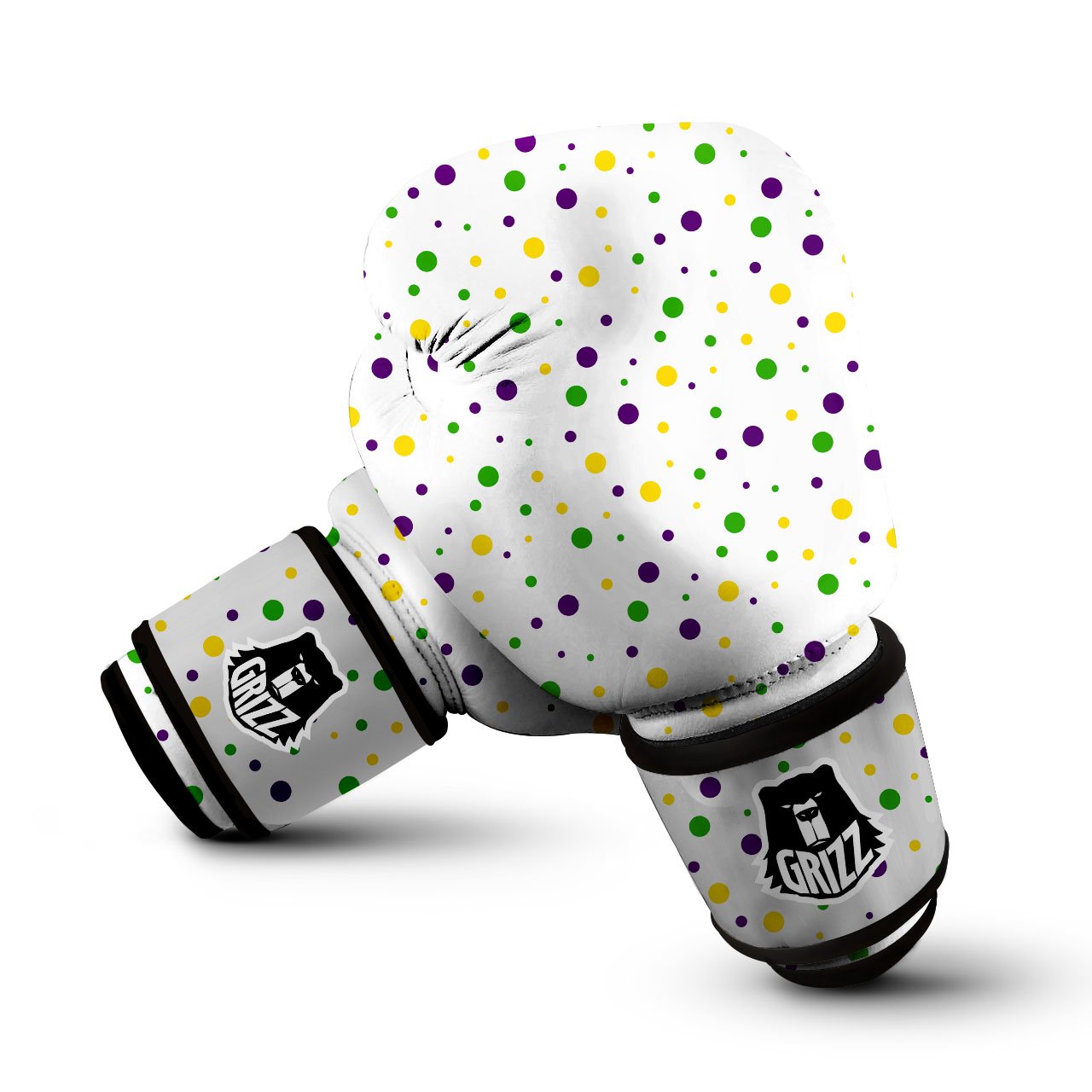 Dot Mardi Gras Print Pattern Boxing Gloves-grizzshop