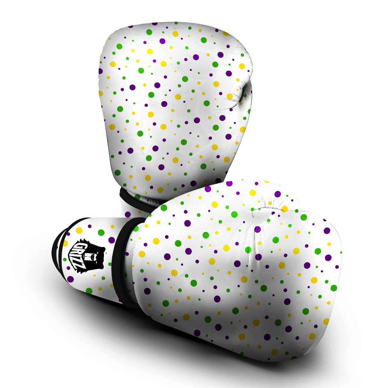Dot Mardi Gras Print Pattern Boxing Gloves-grizzshop