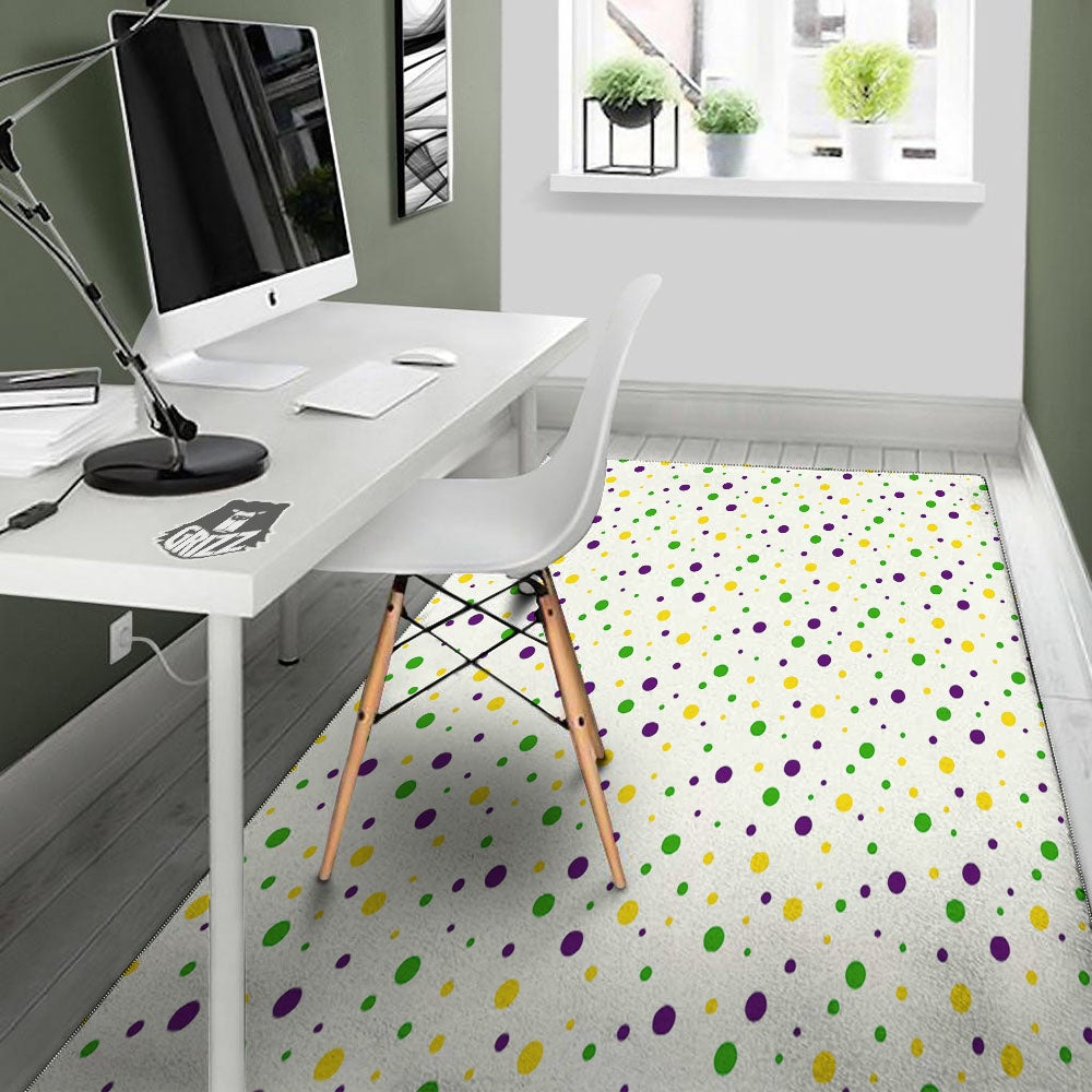 Dot Mardi Gras Print Pattern Floor Mat-grizzshop