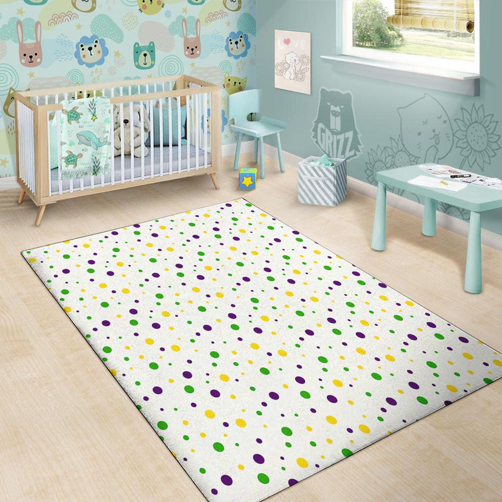 Dot Mardi Gras Print Pattern Floor Mat-grizzshop