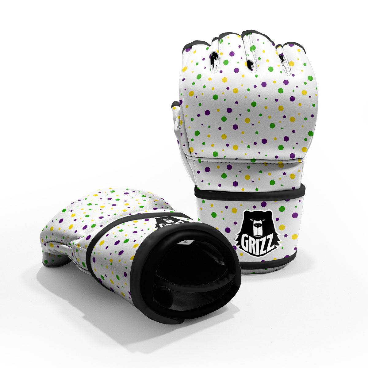 Dot Mardi Gras Print Pattern MMA Gloves-grizzshop
