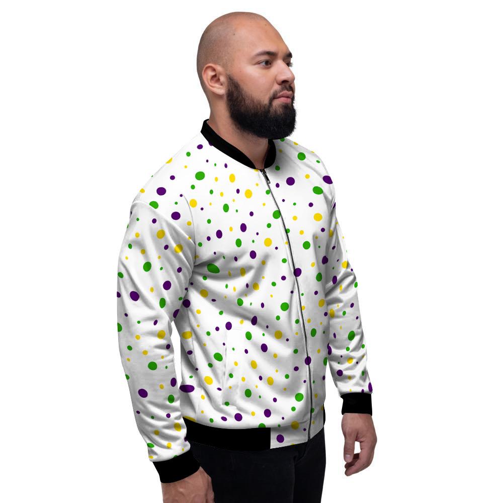 Dot Mardi Gras Print Pattern Men's Bomber Jacket-grizzshop