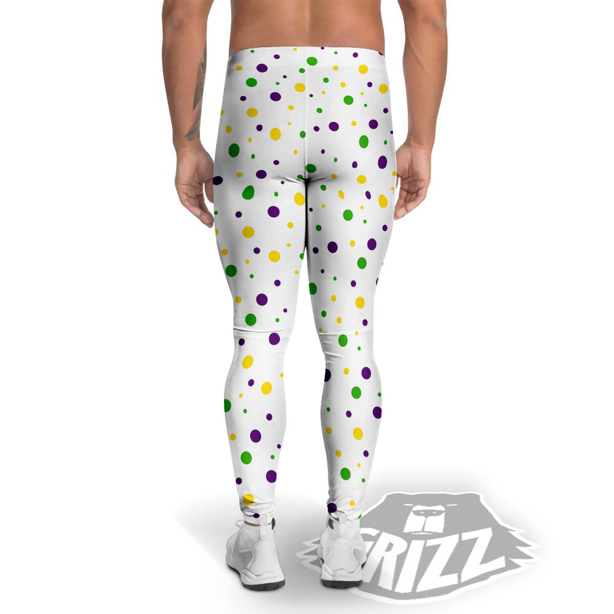 Dot Mardi Gras Print Pattern Men's Leggings-grizzshop