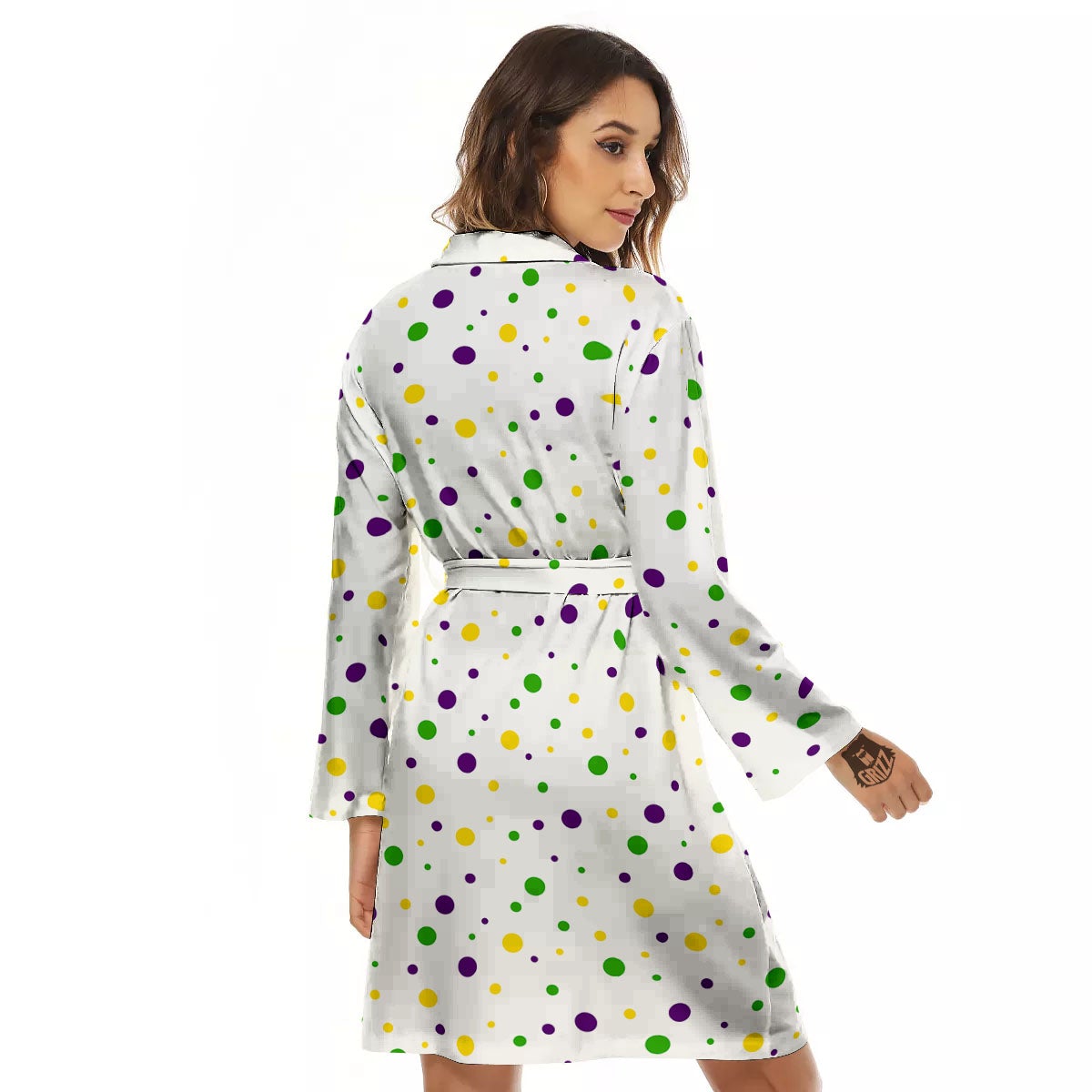 Dot Mardi Gras Print Pattern Women's Robe-grizzshop