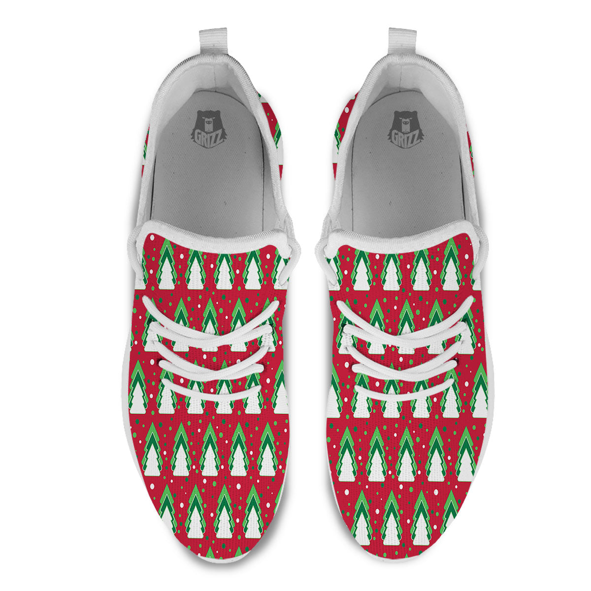 Dots Merry Christmas Print Pattern White Athletic Shoes-grizzshop