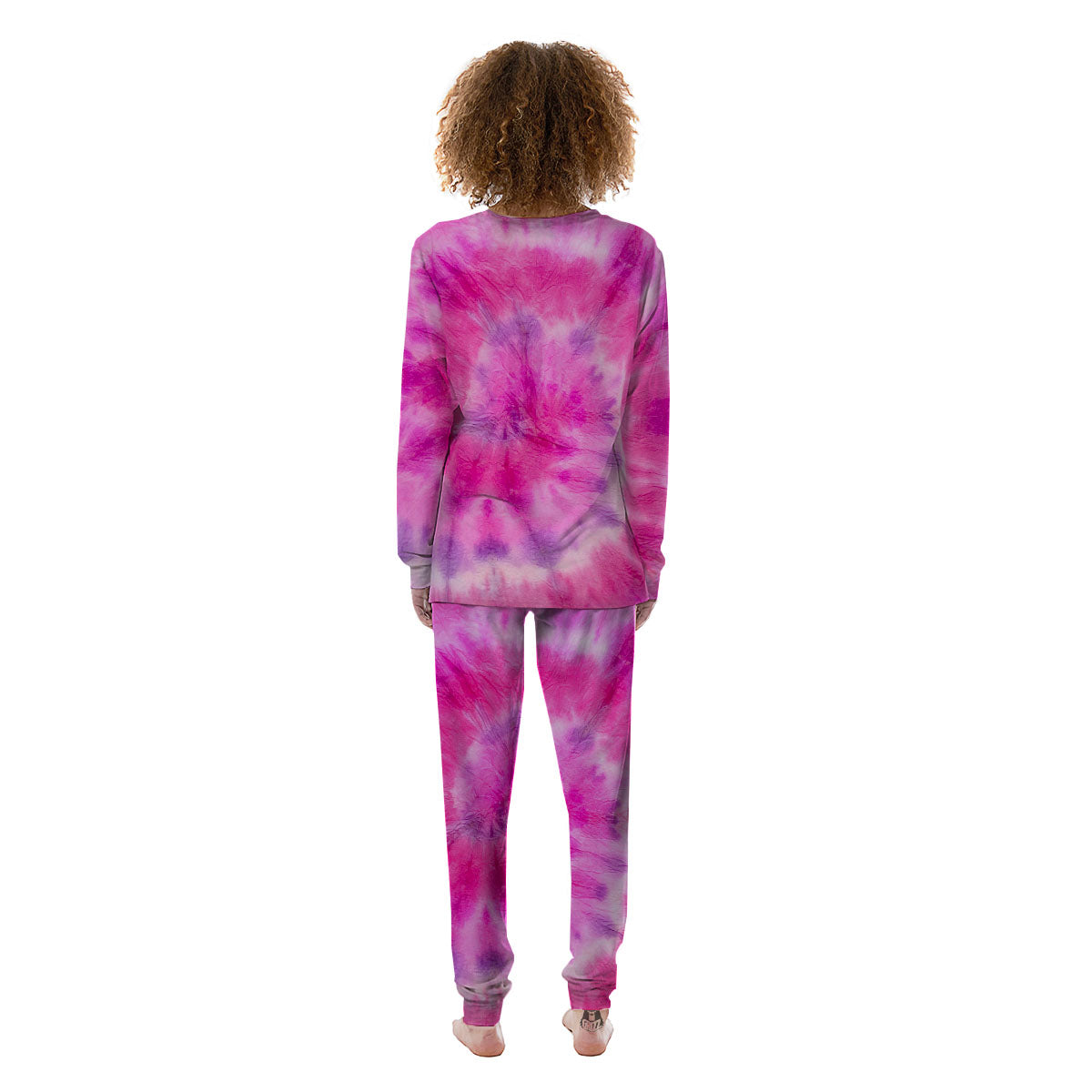 Double Pink Tie Dye Print Women's Pajamas-grizzshop