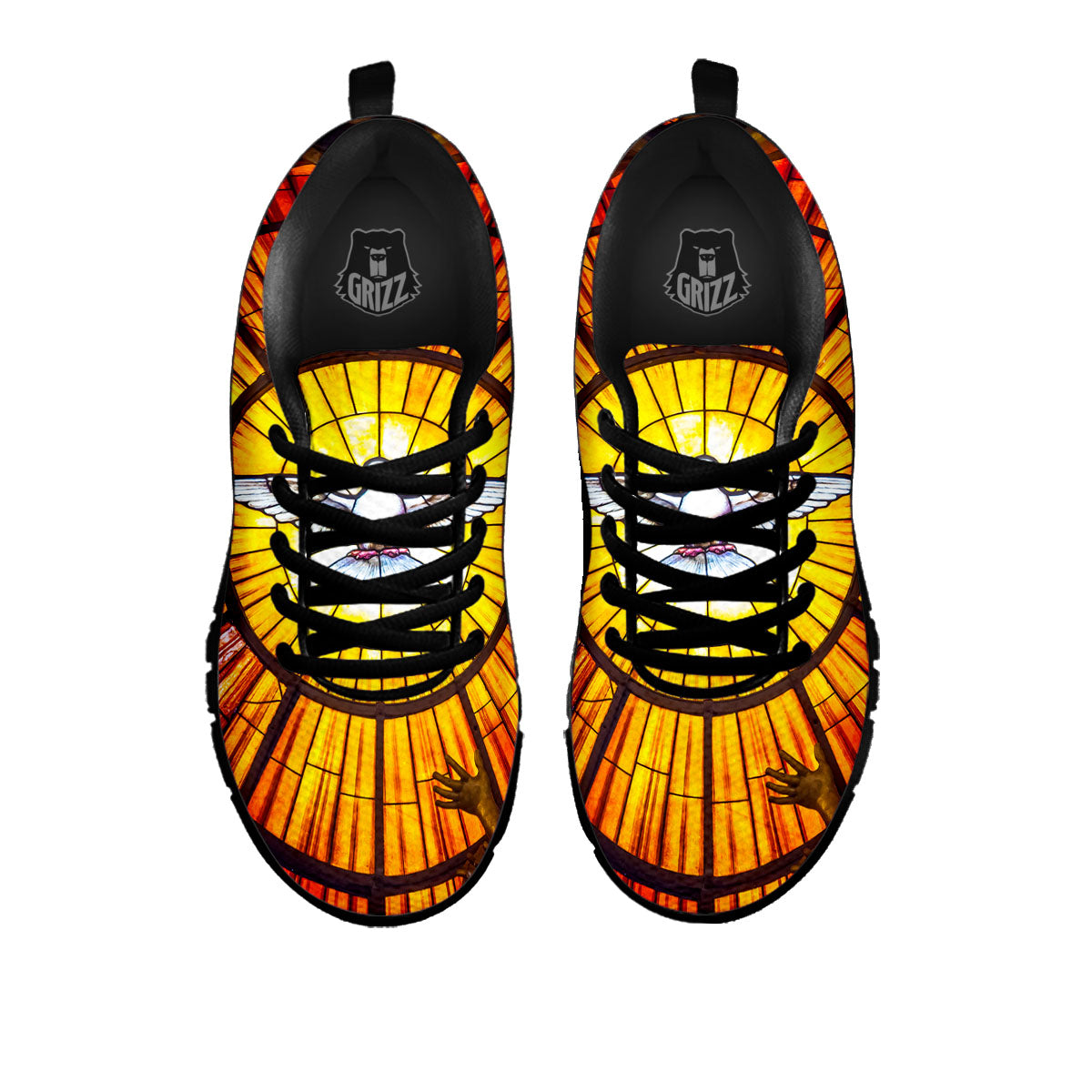 Dove Stained Holy Spirit Glass Print Black Sneaker-grizzshop