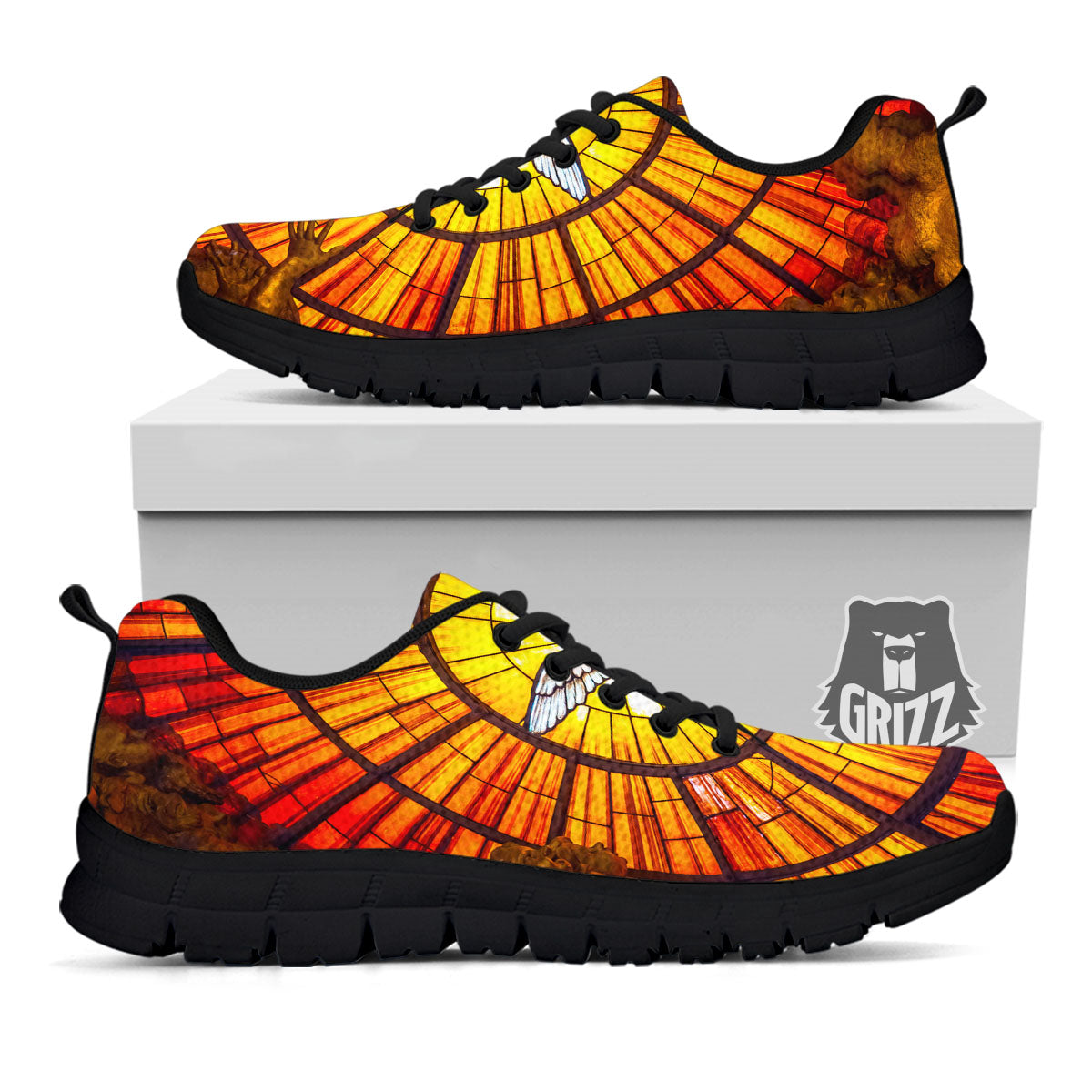 Dove Stained Holy Spirit Glass Print Black Sneaker-grizzshop