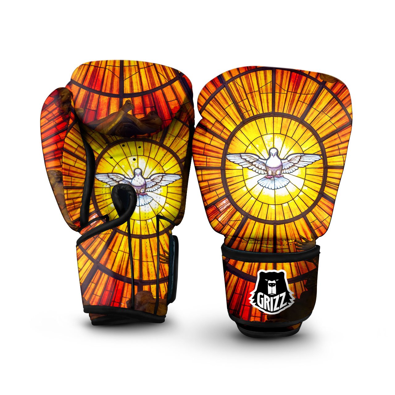 Dove Stained Holy Spirit Glass Print Boxing Gloves-grizzshop