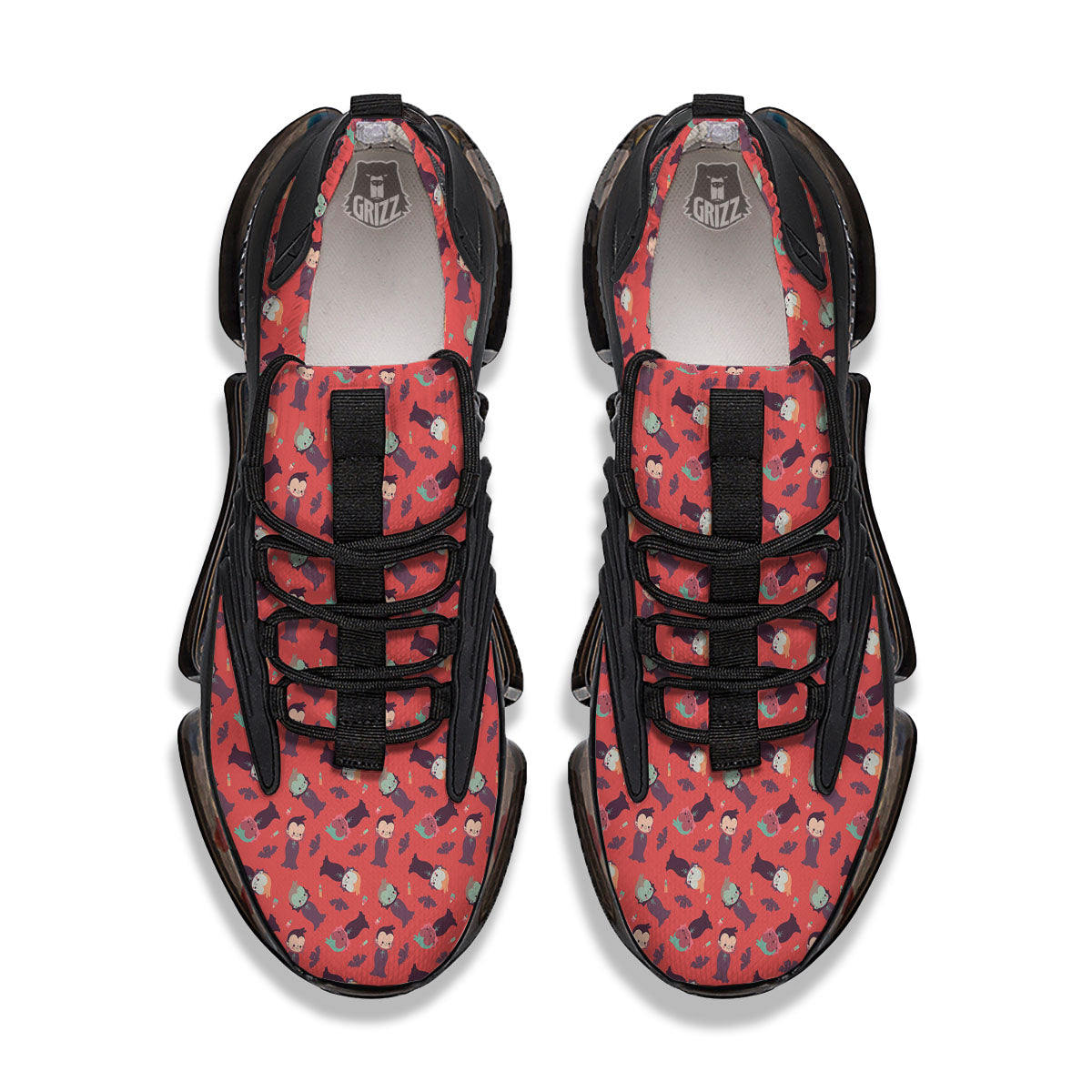 Dracula Cartoon Print Pattern Black Gym Shoes-grizzshop