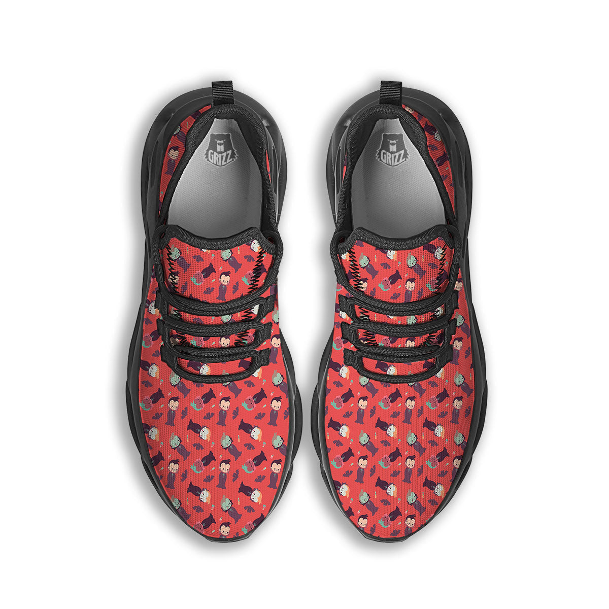 Dracula Cartoon Print Pattern Black Running Shoes-grizzshop